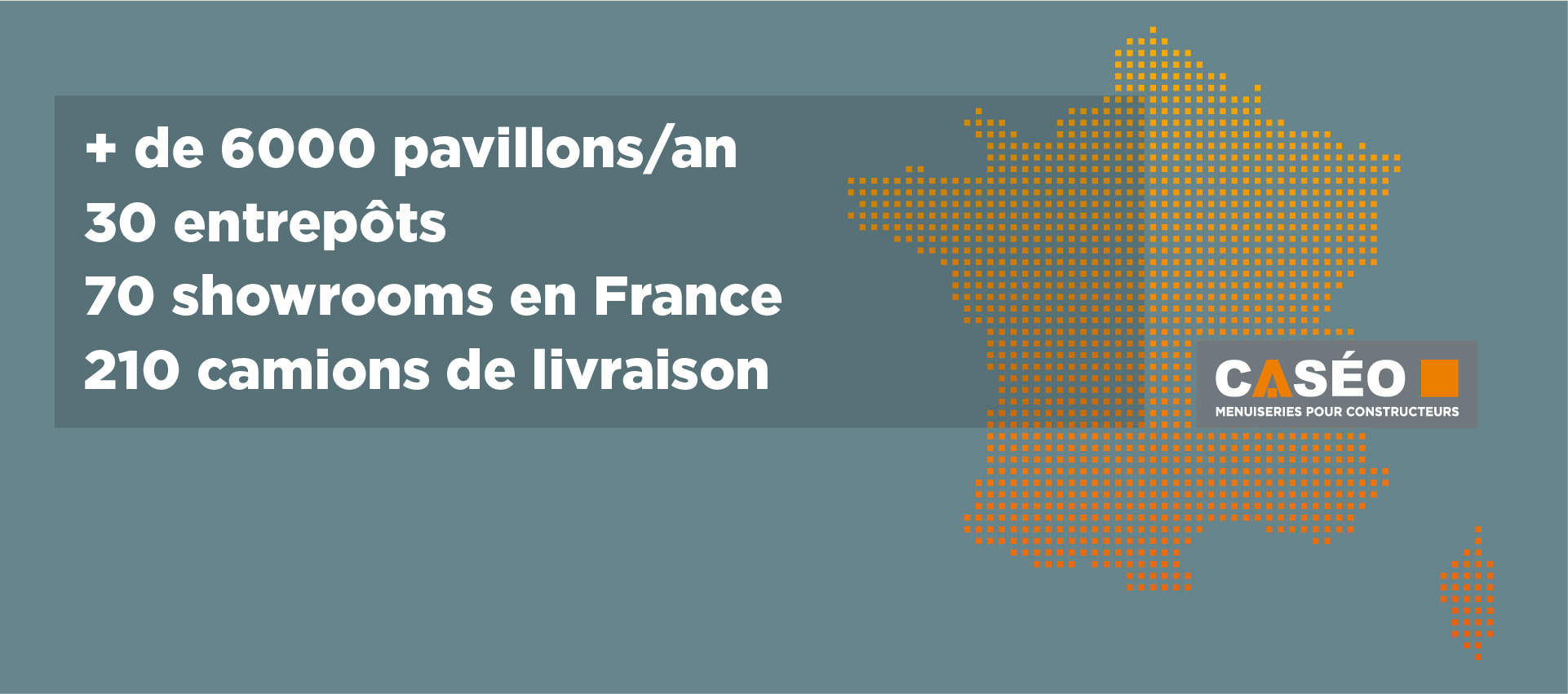 CASEO - 6000 pavillons, 30 entrepôts, 70 showrooms en France, 210 camions de livraison